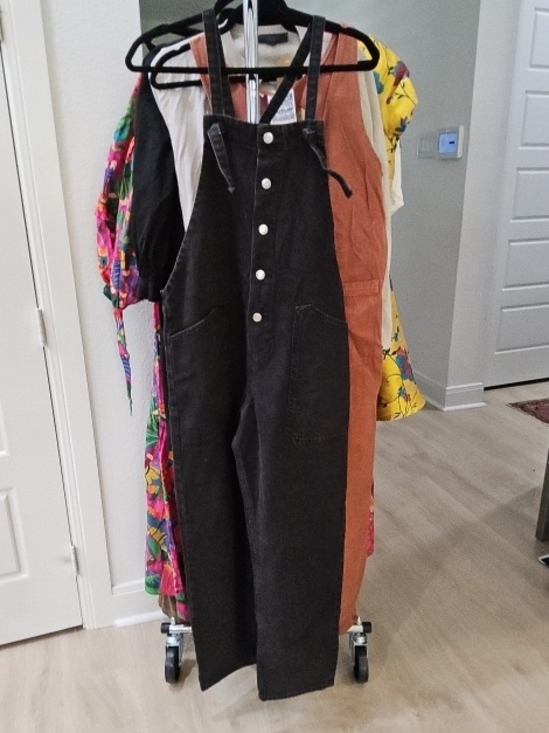 Mango Pants - Mango Black Denim Button-Front Women's Overalls